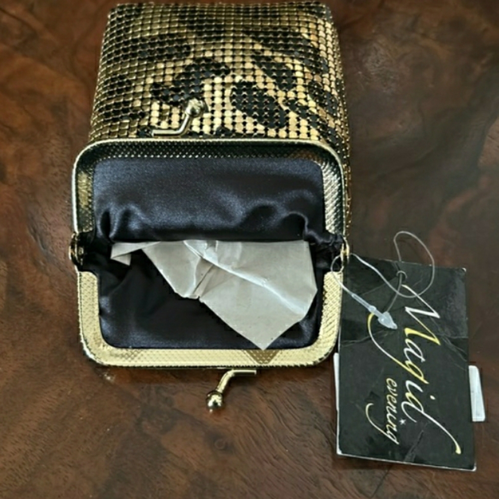 Leopard Cigarette Case Gold Black Magid Vintage Kiss Lock 🤎  NWT - Picture 3 of 9